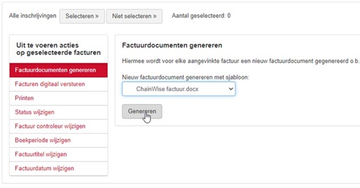Facturatie: Layout 'Bulk factureren' vernieuwd