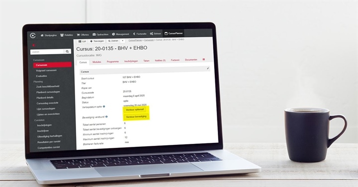 Bevestigen van cursus